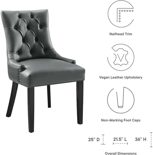 Vista 9 de Regent - Silla de comedor de cuero vegano copetudo en color gris