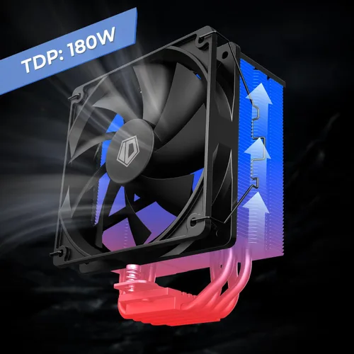 Vista 4 de ID-COOLING SE-214-XT Negro - Enfriador de CPU de diseño completamente negro, 4 tubos de calor de contacto directo, ventilador PWM de 120 mm, sin