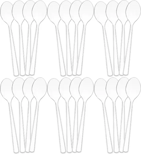 Vista 8 de Juego de 8 – 10 cucharas de plástico transparente para servir para eventos, reutilizables o desechables