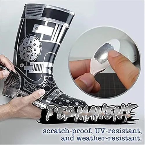 Vista 3 de Marcador de cromo líquido, bolígrafo de pintura reflectante para espejo de bricolaje, marcador cromado líquido para cualquier superficie, metal