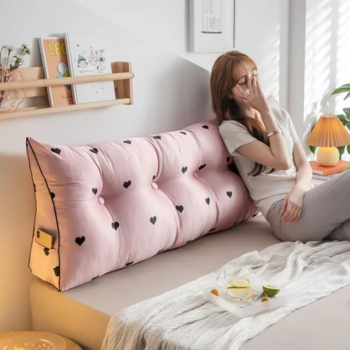 Vista 11 de Almohada triangular de lectura, almohada de cabecera de cuña para cama de día, respaldo de tatami, funda extraíble, cojín de soporte lumbar, azul