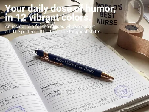 Vista 6 de Divertido juego de bolígrafos para enfermeras (24 bolígrafos) – Tu dosis diaria de humor Regalos de la semana de enfermeras para enfermeras