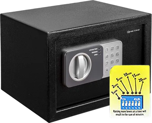 Vista 15 de Genie Hand Caja de seguridad antirobo, apertura controlada con temporizador, bloqueo de clase B, tecnología antirebote y llaves de apertura