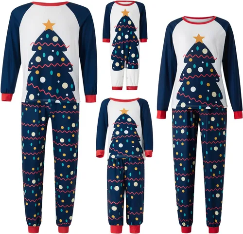 Vista 5 de OAKFashion Conjuntos de Pijamas Familiares de Navidad, Pijamas Familiares a Juego de Navidad Ropa de Dormir Pjs