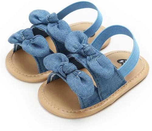 Vista 4 de COSANKIM Sandalias de verano para bebés y niñas con suela suave de flores, zapatos de vestir para cuna, recién nacidos, para recién nacidos