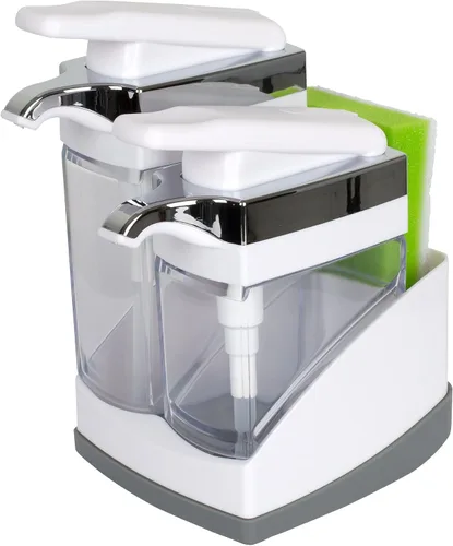 Vista 11 de Casabella Sider Duo - Dispensadores de jabón para fregadero con esponja, negro y cromado