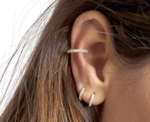Vista 3 de SWEETV Aretes de aro de plata de ley 925 para mujeres y niñas, pequeños aretes de aro para cartílago