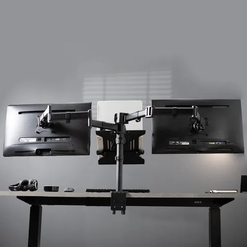 Vista 9 de VIVO Soporte para monitor dual + portátil para pantallas de 13 a 27 pulgadas y portátiles de 10 a 15.6 pulgadas, visualización de pantalla triple