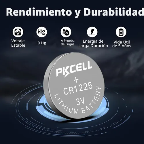 Vista 4 de PKCELL CR1225 batería de litio de 3 V, modelo CR 1225, pilas de botón para termómetro, vida útil de 5 años (5 unidades)