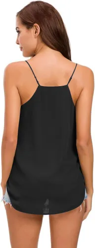 Vista 24 de Camiseta de chifón con tirantes delgados ajustables y cuello en V