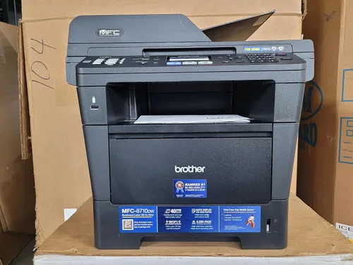 Vista 2 de Impresora monocroma inalámbrica Brother Printer MFC8710DW con escáner, copiadora y fax, Negro