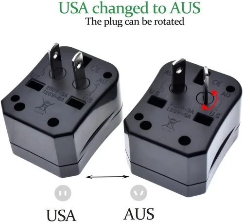 Vista 3 de Toptekits Adaptador de corriente universal todo en uno, convertidor de viaje global tres en uno, conversión de viaje global, 3 enchufes, adaptador