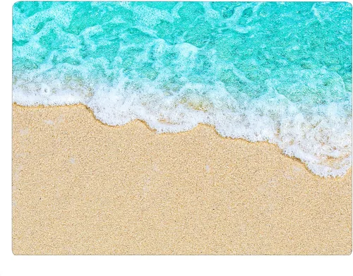 Vista 17 de Coastal Shoreline Waves Sandy Beach Tabla de cortar de vidrio para cocina, regalo decorativo (playa)