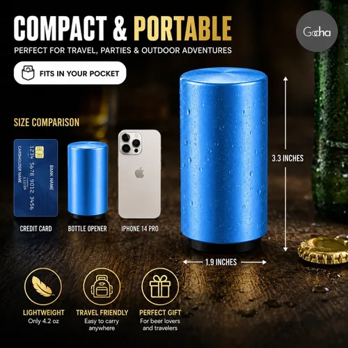 Vista 3 de GOCHA Abridor magnético de botellas de cerveza con receptor automático de tapa – Dispositivo de empuje de acero inoxidable, herramienta de barra