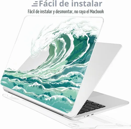 Vista 5 de Batianda Estuche Premium para Nuevo MacBook Air de 15 Pulgadas 2025 M4 2024 2023 con Chip M3 M2 Modelo A3241/A3114/A2941, Estuche Protector de Olas