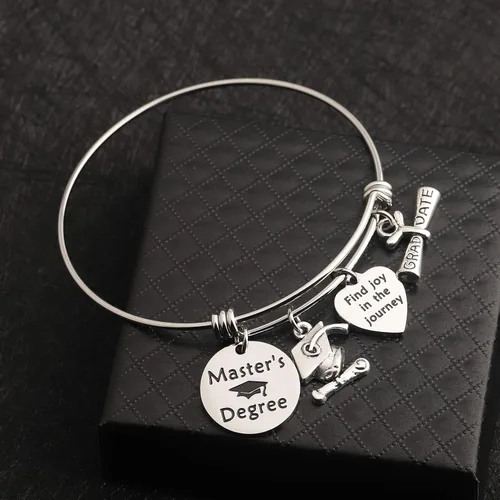 Vista 2 de TGBJE Regalo de graduación de maestros, pulsera con texto en inglés Find Joy In The Journey, regalo de graduación universitaria, regalo de maestría