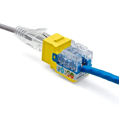 Vista 136 de TRUE CABLE Conector Keystone Cat5e, sin blindaje (UTP), perforado de 90 grados, PoE++ (4PPoE) 100W, certificación UL, verificado ETL, certificado