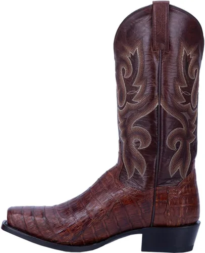 Vista 3 de Dan Post Botas de vestir bordadas Bayou para hombre con punta cuadrada a media pantorrilla - marrón
