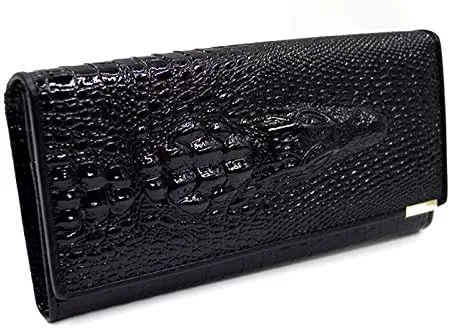 Vista 6 de Rebecca - Cartera de piel de vacuno con diseño de cocodrilo en relieve