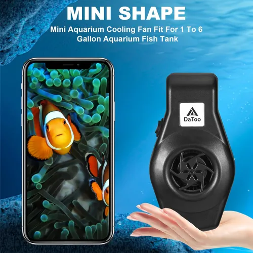 Vista 5 de DaToo Mini enfriador de acuario pequeño ventilador de pecera, ventilador de enfriamiento de acuario de 2 niveles de velocidad ajustable, enfriador