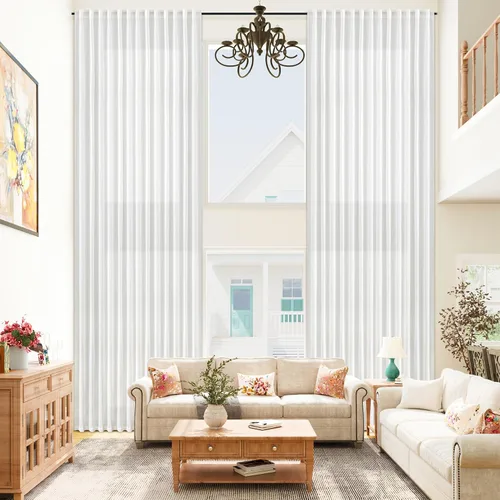 Vista 14 de mstexa Cortinas de lino gris de 132 pulgadas para techos altos, sala de estar, protección de privacidad, filtrado de luz, cortinas extralargas