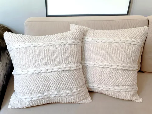 Vista 5 de Paquete de 2 fundas de almohada decorativas de algodón de 18 x 18 pulgadas, fundas de cojín bohemias decorativas para sofá, sala de estar