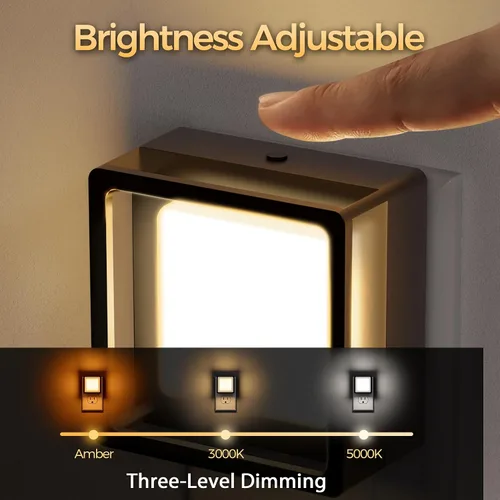 Vista 2 de DORESshop Luz nocturna LED, luces nocturnas enchufables a la pared (paquete de 2) con sensor de atardecer a amanecer, luces nocturnas regulables