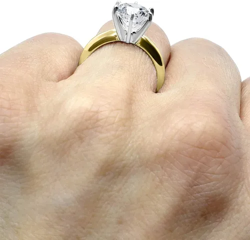 Vista 7 de Anillo de oro amarillo con circonita cúbica de 14 quilates y 6 puntas