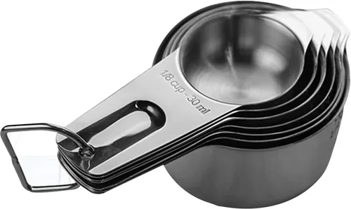 Vista 3 de Juego de tazas medidoras de acero inoxidable de grado profesional de 7 piezas i Kito