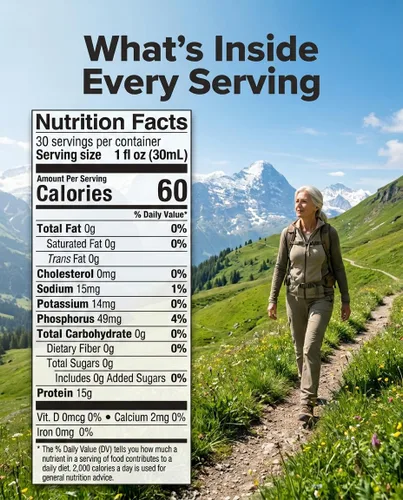 Vista 2 de Péptidos de colágeno líquido tipo I, III, 0.53 oz de proteína por onza. Prosource NoCarb Berry Punch Bottle Medtrition