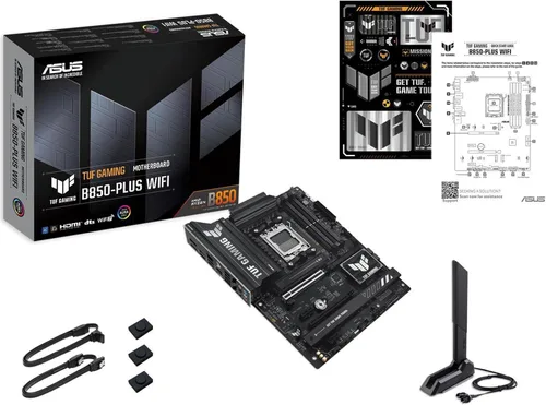 Vista 7 de Micro Center AMD 9800X3D Processor with ASUS TUF Gaming B850 PL Motherboard Combo de placa base de CPU, listo para AI, 14+2+1 etapas de 80 A, DDR5