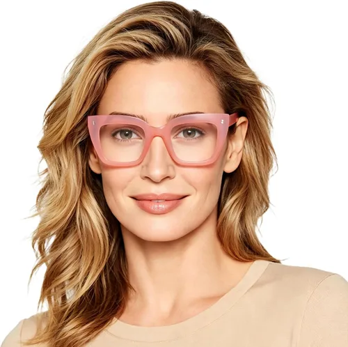 Vista 9 de OCCI CHIARI Gafas de lectura cuadradas de gran tamaño para mujer, retrogruesas, cómodas A-Rojo