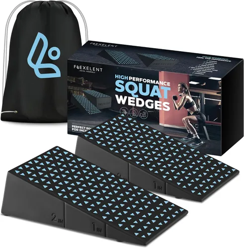 Vista 10 de Par de Bloques en Cuña para Sentadillas Flexelent - Bloque en Cuña para Sentadillas con Talón Elevado para Sentadillas Más Profundas, Levantamiento