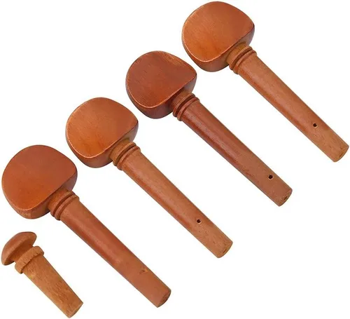 Vista 5 de Accesorios de violín 4/4, kit completo de piezas de madera para violín con soporte para barbilla, clavijas de afinación de corcho
