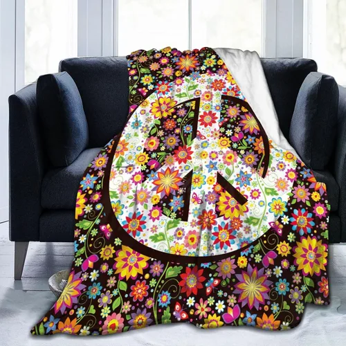 Vista 12 de Divertida y colorida manta hippie de paz y amor, mantas suaves de franela manta para cama acogedora y ligera de felpa regalos para mujeres, hombres