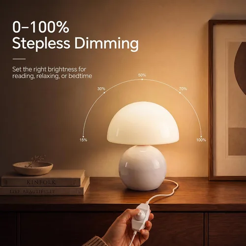 Vista 9 de Dawnwake Juego de 2 lámparas de mesa de hongos para dormitorio, sala
