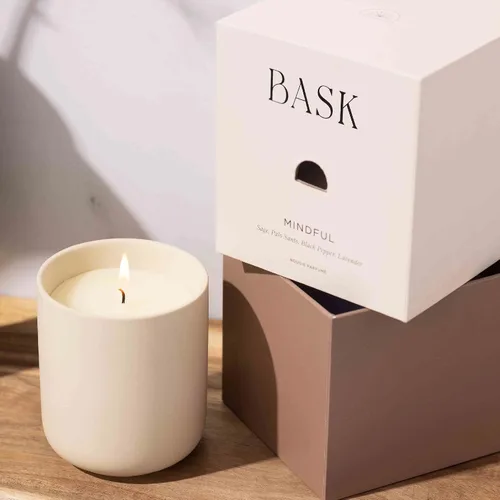 Vista 6 de Bask - Velas relajantes para el hogar - Velas perfumadas - Velas de invierno - Regalos para mujeres y hombres - Fragancia: consciente
