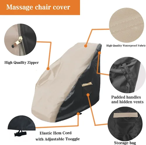 Vista 3 de Funda para silla de masaje, 600D protector de silla de masaje shiatsu de cuerpo completo, 59 x 39 x 55 pulgadas, fundas para sillón, con cordón