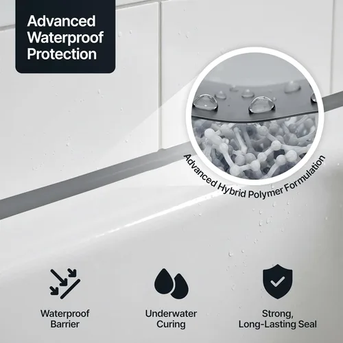 Vista 4 de Hemway - Sellador y adhesivo híbrido de polímero todo en uno para construcción - Gris antracita Impermeable y pinta sobre 300 ml