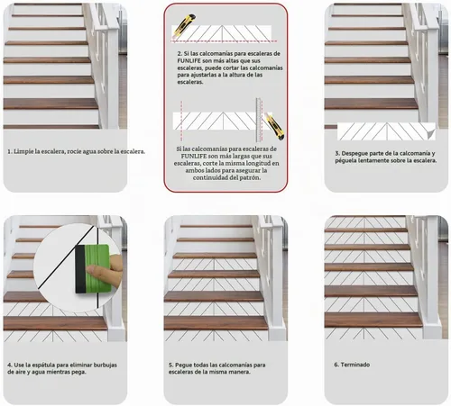 Vista 7 de funlife 3 calcomanías de vinilo autoadhesivas para escaleras para pelar y pegar, 39.37 x 7.09 pulgadas, color blanco puro