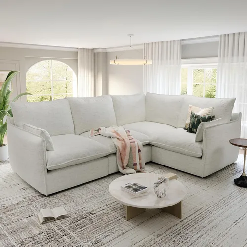 Vista 10 de Sofás modulares de 69.2 pulgadas para sala de estar, respaldo alto impermeable, sofá modular con relleno de plumón, sofá biplaza convertible