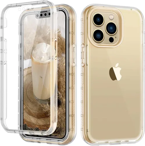 Vista 10 de LONTECT Funda para iPhone 13 Pro con protector de pantalla integrado con purpurina transparente, brillante, resistente, a prueba de golpes, híbrida