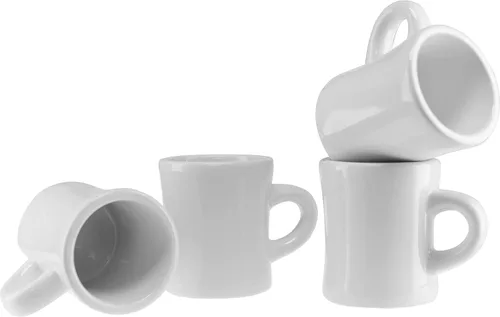 Vista 7 de Culver Taza de cerámica retro estilo restaurante de 10 onzas, asa en forma de C de dos dedos (Blanco, 1)