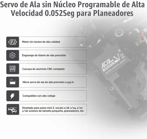 Vista 3 de AGFRC 6.6 lbs HV RC Micro Servo para coches Mini-Z (A06CLS V2 Negro)