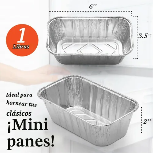 Vista 2 de Paquete de 35 mini moldes para pan de papel de aluminio de 1 libra, moldes de pan de aluminio para hornear, perfectos para hornear panes, pasteles