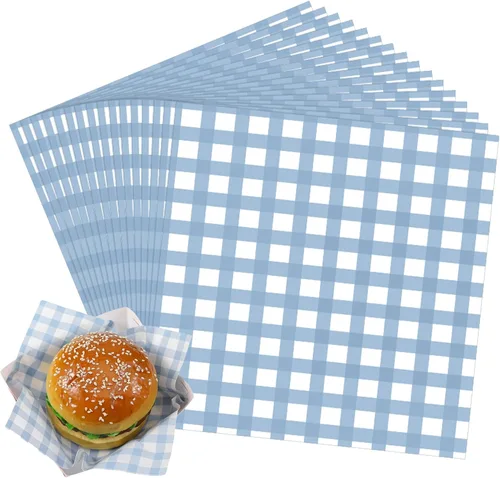 Vista 8 de Honeydak 200 hojas de papel de cera verde para alimentos, 7 pulgadas, surtido de cestas de pergamino verdes para sándwich, hamburguesas, a prueba