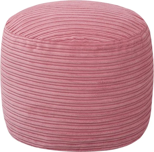 Vista 10 de MeMoreCool - Puf redondo otomano de 20 x 15 pulgadas, reposapiés de pana, color beige Puf de suelo relleno de espuma suave, cómodo reposapiés
