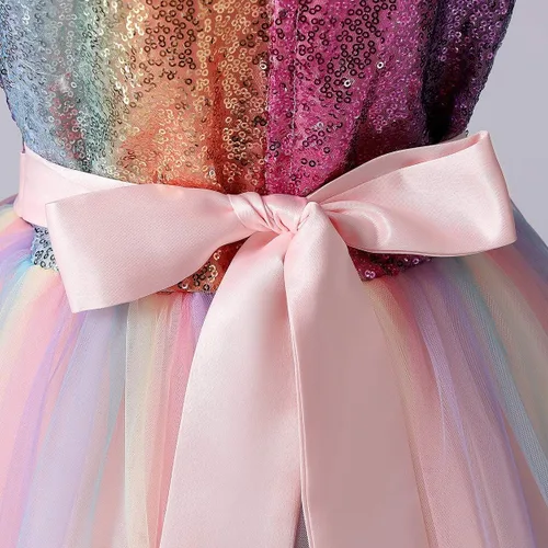 Vista 34 de Vestido de tul de unicornio arcoíris para niñas, vestido de princesa para cumpleaños, Halloween, Navidad, concurso de baile, fiesta de baile