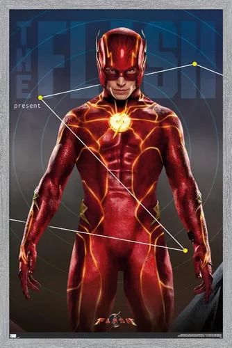 Vista 13 de Trends International DC Comics Movie The Flash - Póster de pared tríptico The Flash, 34 pulgadas de largo x 22.4 W, versión enmarcada en caoba