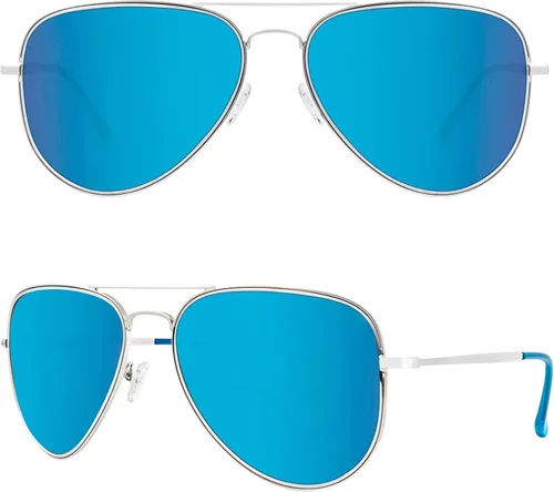 Vista 11 de MAXJULI Gafas de sol polarizadas estilo aviador para cabezas grandes para hombres y mujeres 8123 Plateado/Gris (silver frame/grey lens)
